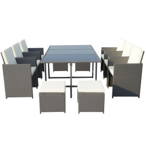 Royalcraft Garden Furniture Cannes Grey 10 Seater Cube Set