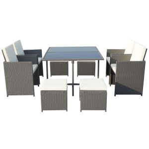 Royalcraft Garden Furniture Cannes Grey 8 Seater Cube Set