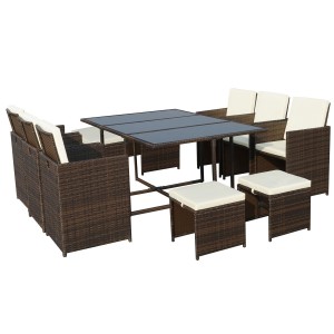 Royalcraft Garden Furniture Cannes Brown 10 Seater Cube Set