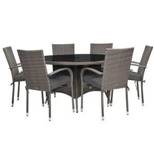 Royalcraft Garden Furniture Malaga Rattan 6 Seat Round Dining Set