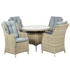 Royalcraft Garden Wentworth Rattan 4 Seater Round Highback Comfort Dining Set