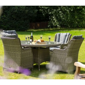 Royalcraft Garden Wentworth Rattan 4 Seater Round Highback Comfort Dining Set