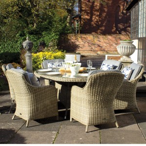Royalcraft Garden Wentworth Rattan 6 Seater Oval Highback Comfort Dining Set