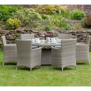 Royalcraft Wentworth Garden Furniture Rattan 6 Seat Round Carver Dining Set