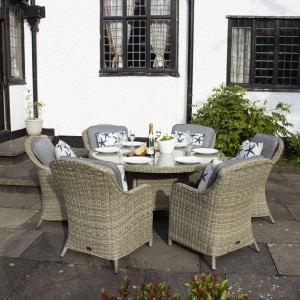 Royalcraft Garden Furniture Wentworth Rattan 6 Seater Round Imperial Dining Set 