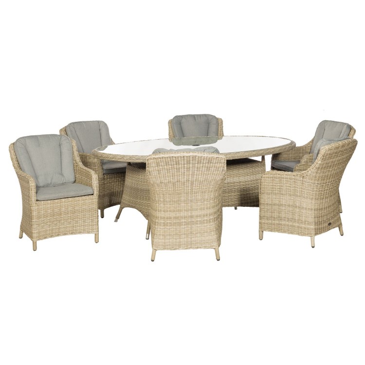 Royalcraft Garden Furniture Wentworth Rattan 6 Seat Oval Imperial Dining Set