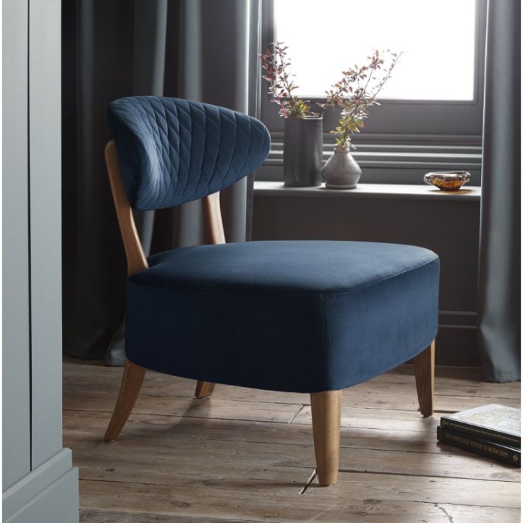 Margot Living Room Furniture Dark Blue Velvet Fabric Casual Chair C08197VDB