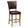 Bentley Designs Belgrave Rustic Oak Bar Stool Rustic Espresso Faux Leather (Pair)