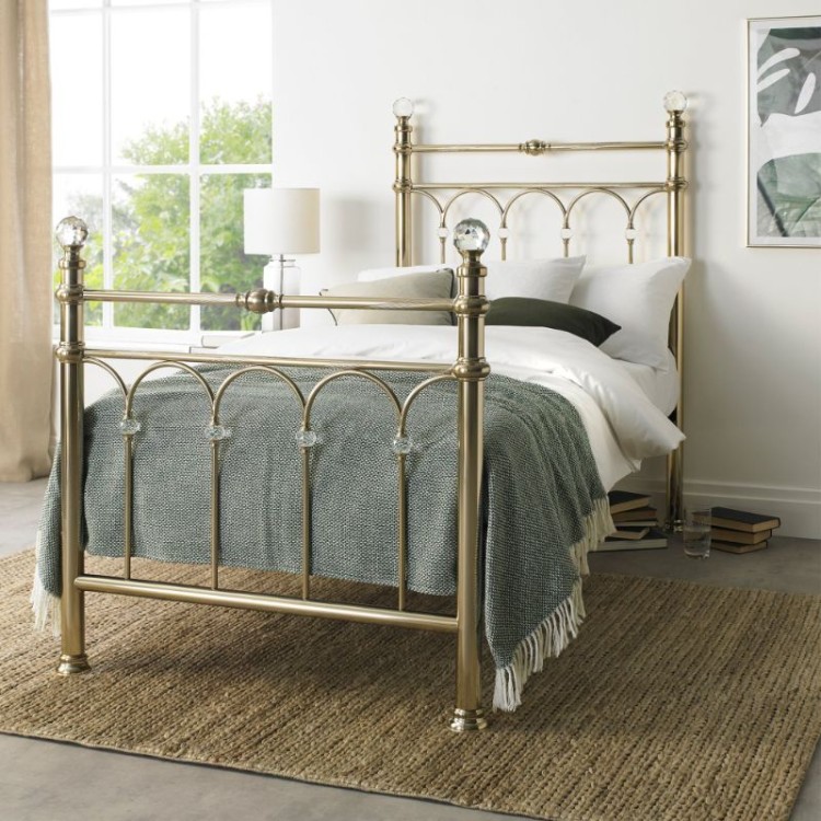 Bentley Designs Krystal Metal Furniture Champagne Brass 3ft Singe Bedstead
