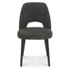 Vintage Weathered Oak Upholstered Dark Grey Fabric Dining Chair Pair