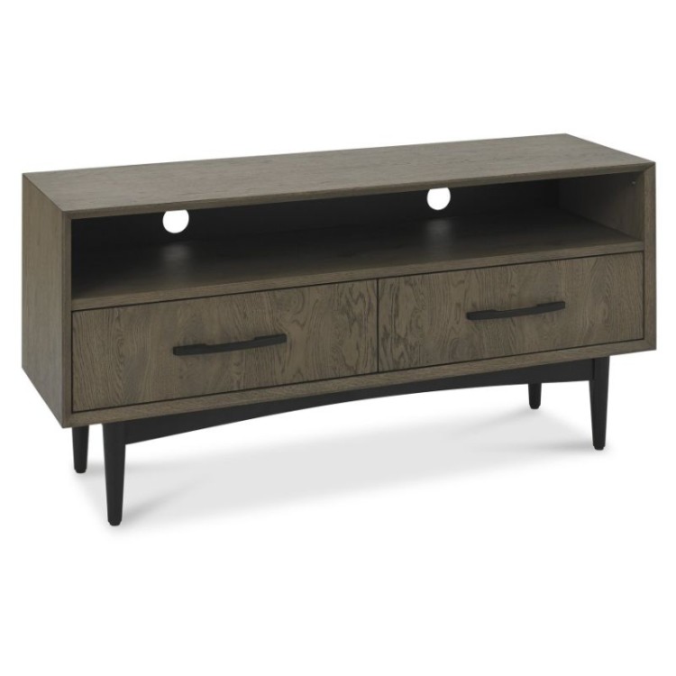 Bentley Designs Vintage Weathered Oak & Peppercorn 2 Drawer Entertainment Unit