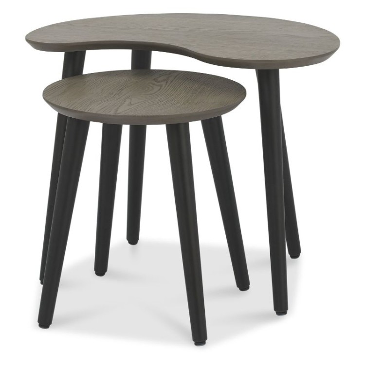 Bentley Designs Vintage Weathered Oak & Peppercorn Nest of Lamp Tables