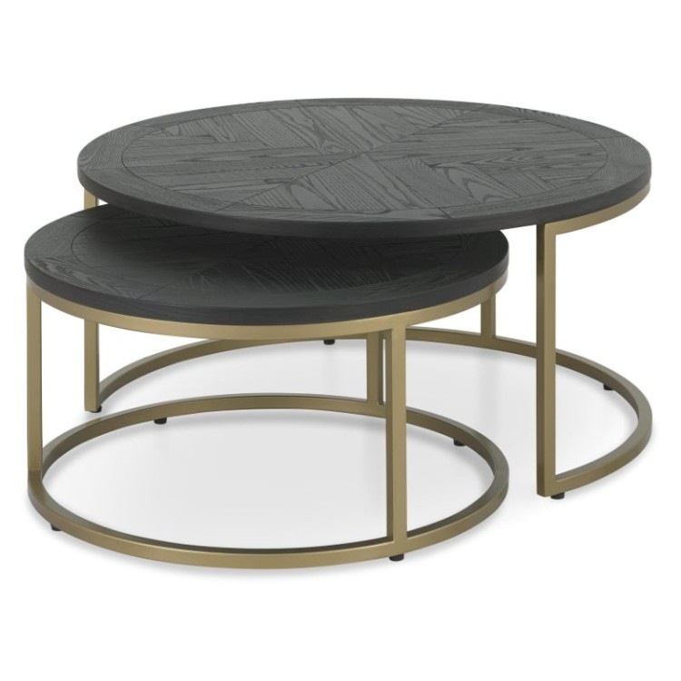 Bentley Designs Chevron Peppercorn Ash Furniture Nest Of Coffee Tables