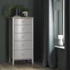 Whitby Scandi Oak Furniture Grey 5 Drawer Tall Chest