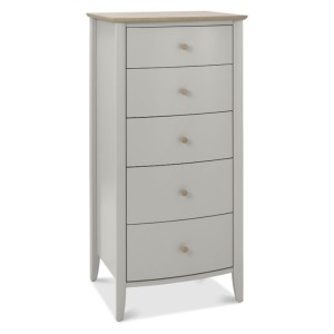 Whitby Scandi Oak Furniture Grey 5 Drawer Tall Chest