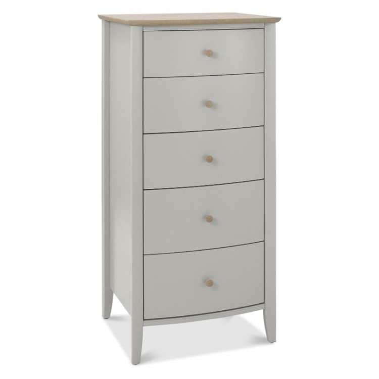 Whitby Scandi Oak Furniture Grey 5 Drawer Tall Chest