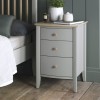 Whitby Scandi Oak Furniture Grey 3 Drawer Nightstand