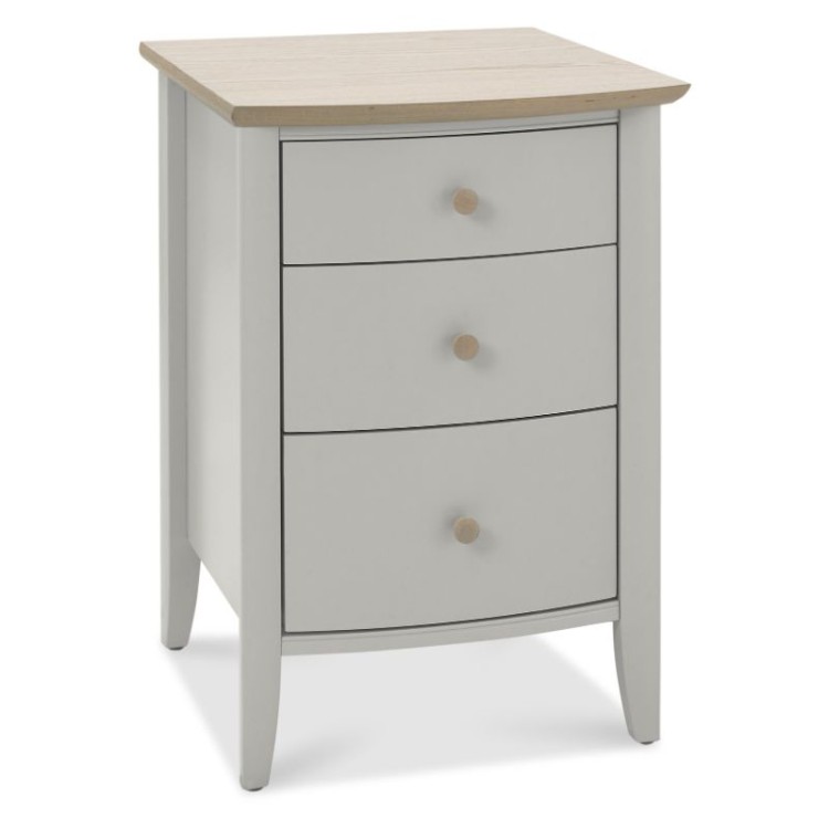 Whitby Scandi Oak Furniture Grey 3 Drawer Nightstand