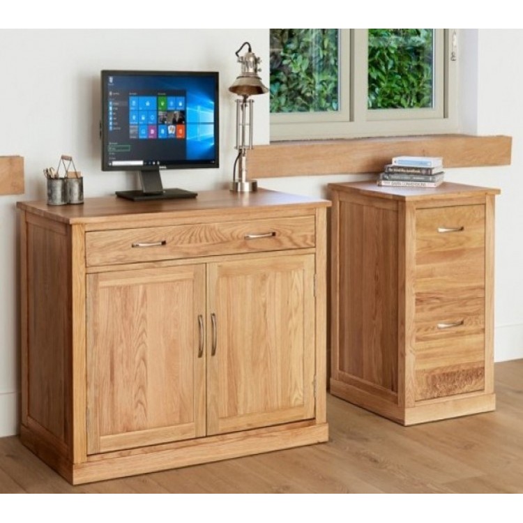 Mobel Oak Hidden Home Office Computer Desk & Small Filing Cabinet COR06A+COR07A
