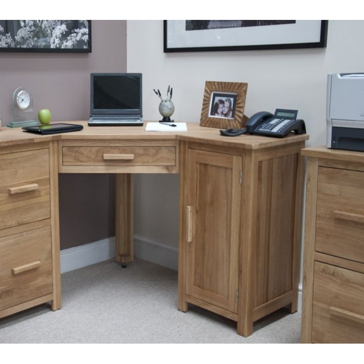 Opus Solid Oak Furniture Corner Desk & Filing Cabinet Set  