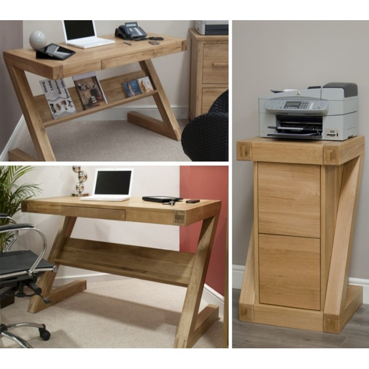 Z Solid Oak Furniture Computer Desk & Filing Cabinet Set  
