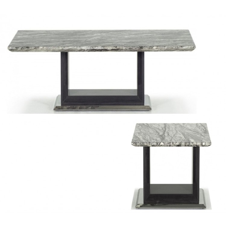 Vida Living Furniture Donatella Grey Marble Coffee & Lamp Table Set Dta-007+Dta-008