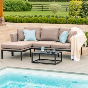 Maze Lounge Outdoor Fabric Pulse Chaise Sofa Set in Taupe