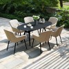 Maze Lounge Outdoor Fabric Zest 6 Seat Oval Dining Set in Taupe