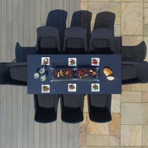 Maze Lounge Outdoor Fabric Zest Charcoal 8 Seat Rectangular Fire Pit Dining Set Maze Lounge Outdoor Fabric Zest Charcoal 8 Seat Rectangular Fire Pit Dining Set