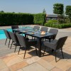 Maze Lounge Outdoor Fabric Zest Charcoal 8 Seat Rectangular Fire Pit Dining Set