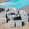 Maze Lounge Outdoor Fabric Fuzion Lead Chine Sofa Cube Set with Fire Pit