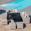 Maze Lounge Outdoor Fabric Fuzion Taupe Sofa Cube Set with Fire Pit