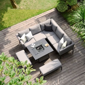 Maze Lounge Outdoor Fabric Pulse Square Flanelle Corner Dining Set with Fire Pit Maze Lounge Outdoor Fabric Pulse Square Flanelle Corner Dining Set with Fire Pit