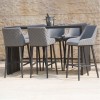 Maze Lounge Outdoor Fabric Regal 6 Seat Rectangular Bar Set in Flanelle