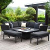 Maze Lounge Outdoor Fabric Pulse Square Charcoal Corner Dining Set with Rising Table