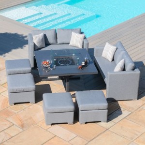 Maze Lounge Outdoor Fabric Fuzion Flanelle Sofa Cube Set with Fire Pit Maze Lounge Outdoor Fabric Fuzion Flanelle Sofa Cube Set with Fire Pit