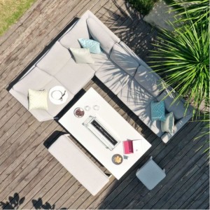 Maze Lounge Outdoor Fabric Pulse Rectangular Lead Chine Corner Dining Set with Fire Pit Maze Lounge Outdoor Fabric Pulse Rectangular Lead Chine Corner Dining Set with Fire Pit