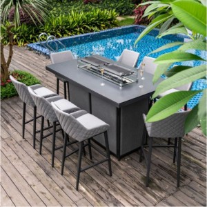 Maze Lounge Outdoor Fabric Regal Flanelle 8 Seat Rectangular Fire Pit Bar Set Maze Lounge Outdoor Fabric Regal Flanelle 8 Seat Rectangular Fire Pit Bar Set