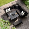 Maze Lounge Fabric Pulse Charcoal Square Corner Dining Set with Fire Pit
