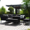 Maze Lounge Fabric Pulse Charcoal Square Corner Dining Set with Fire Pit