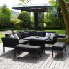 Maze Lounge Fabric Pulse Charcoal Square Corner Dining Set with Fire Pit