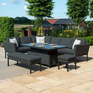 Maze Lounge Outdoor Fabric Pulse Rectangular Charcoal Corner Dining Set with Rising Table Maze Lounge Outdoor Fabric Pulse Rectangular Charcoal Corner Dining Set with Rising Table