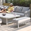 Maze Lounge Outdoor Fabric Ambition Lead Chine Square Corner Dining Set with Rising Table