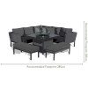 Maze Lounge Outdoor Fabric Pulse Square Flanelle Corner Dining Set with Fire Pit