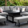 Maze Lounge Outdoor Fabric Ambition Flanelle Square Corner Dining Set with Rising Table