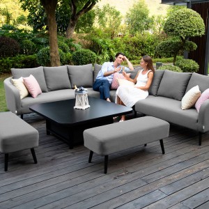 Maze Lounge Outdoor Fabric Ambition Flanelle Square Corner Dining Set with Rising Table Maze Lounge Outdoor Fabric Ambition Flanelle Square Corner Dining Set with Rising Table