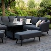 Maze Lounge Outdoor Fabric Ambition Charcoal Square Corner Dining Set with Rising Table