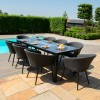 Maze Lounge Outdoor Fabric Ambition Charcoal 8 Seat Rectangular Fire Pit Dining Set 