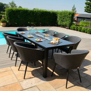 Maze Lounge Outdoor Fabric Ambition Charcoal 8 Seat Rectangular Fire Pit Dining Set Maze Lounge Outdoor Fabric Ambition Charcoal 8 Seat Rectangular Fire Pit Dining Set