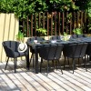 Maze Lounge Outdoor Fabric Ambition Charcoal 8 Seat Rectangular Fire Pit Dining Set